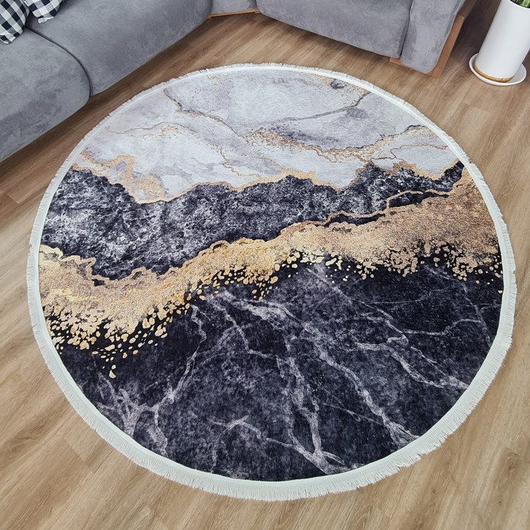فرشینه مدرن دایره ای مخمل هازان ترک o147 (پس کرایه)