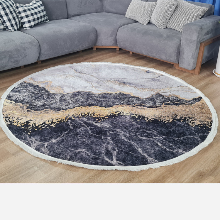 فرشینه مدرن دایره ای مخمل هازان ترک o147 (پس کرایه)