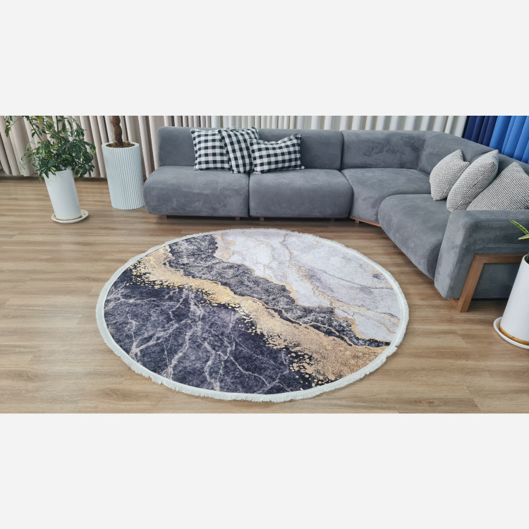 فرشینه مدرن دایره ای مخمل هازان ترک o147 (پس کرایه)