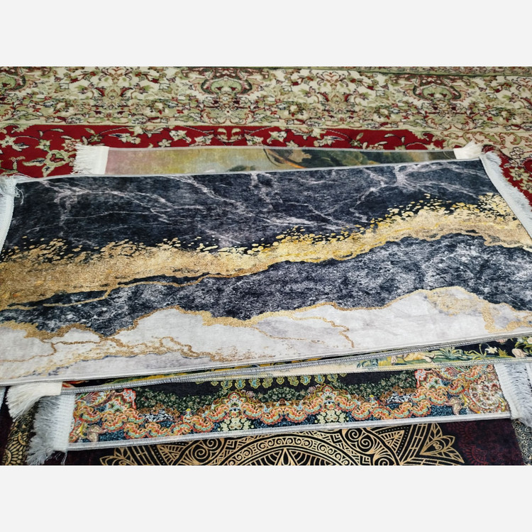 فرشینه مدرن دایره ای مخمل هازان ترک o147 (پس کرایه)