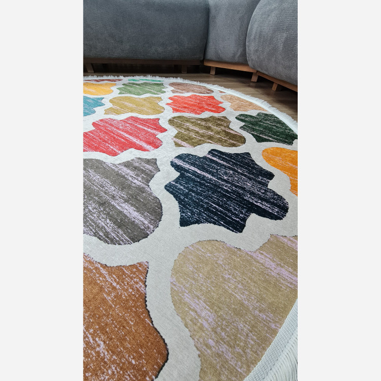 فرشینه مدرن دایره ای استُپ دار (اصلا لیز نمیخوره) رویه مخمل m267 (پس کرایه)
