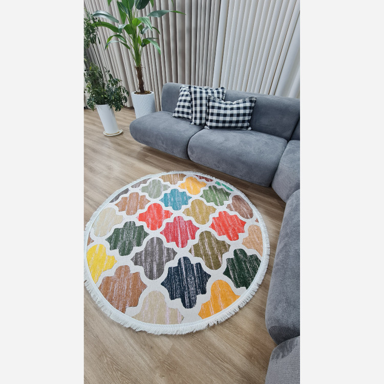 فرشینه مدرن دایره ای استُپ دار (اصلا لیز نمیخوره) رویه مخمل m267 (پس کرایه)