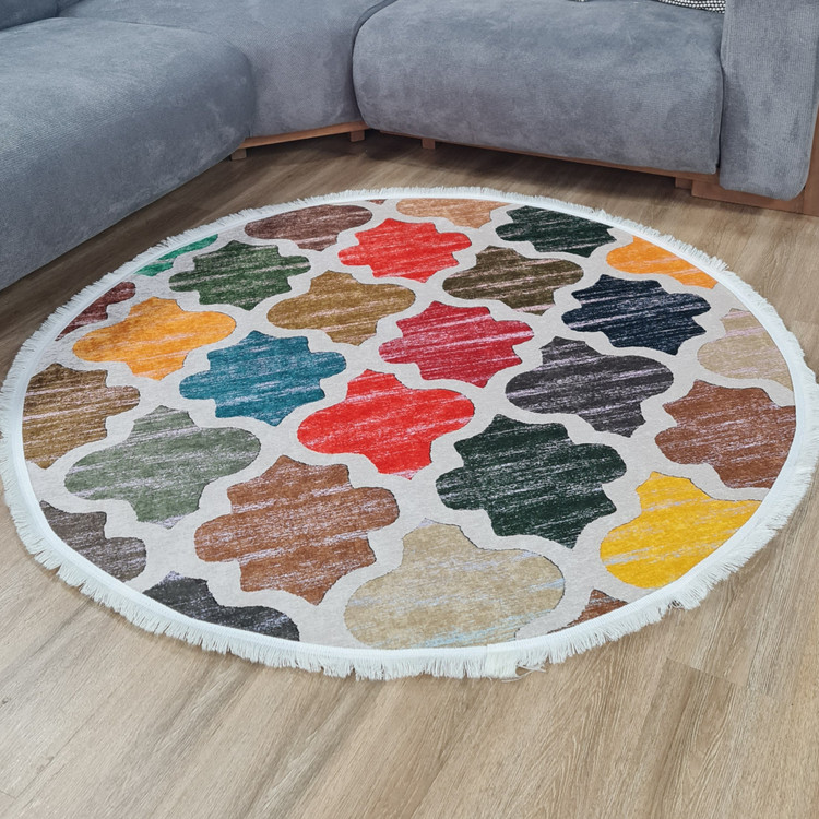فرشینه مدرن دایره ای استُپ دار (اصلا لیز نمیخوره) رویه مخمل m267 (پس کرایه)