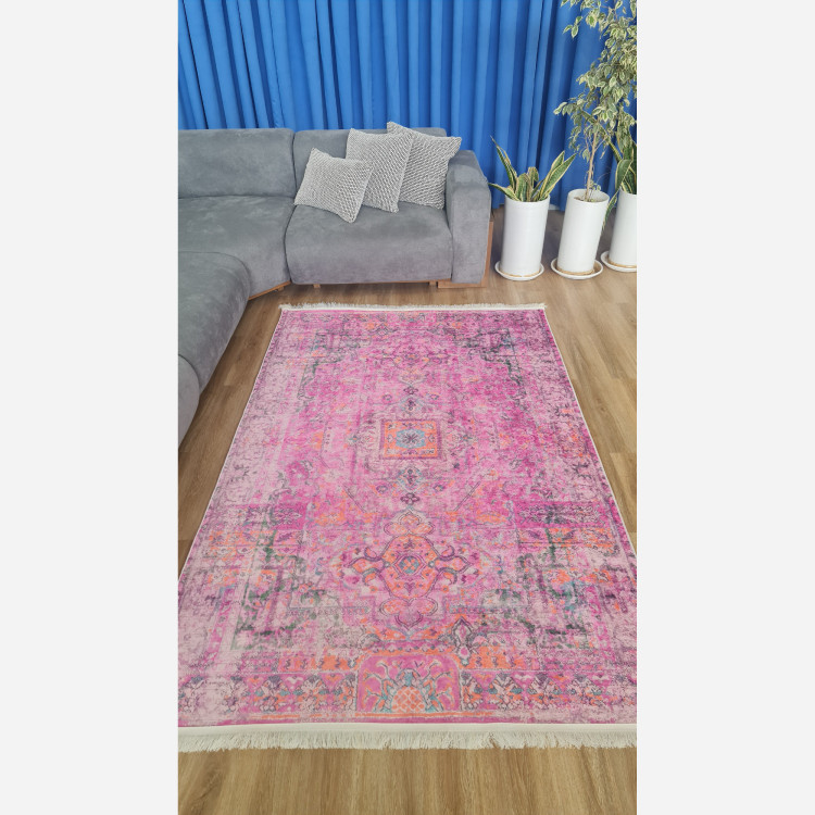 فرشینه صورتی جنس رویه مخمل هازان تُرک زیره استُپ دار (پس کرایه)