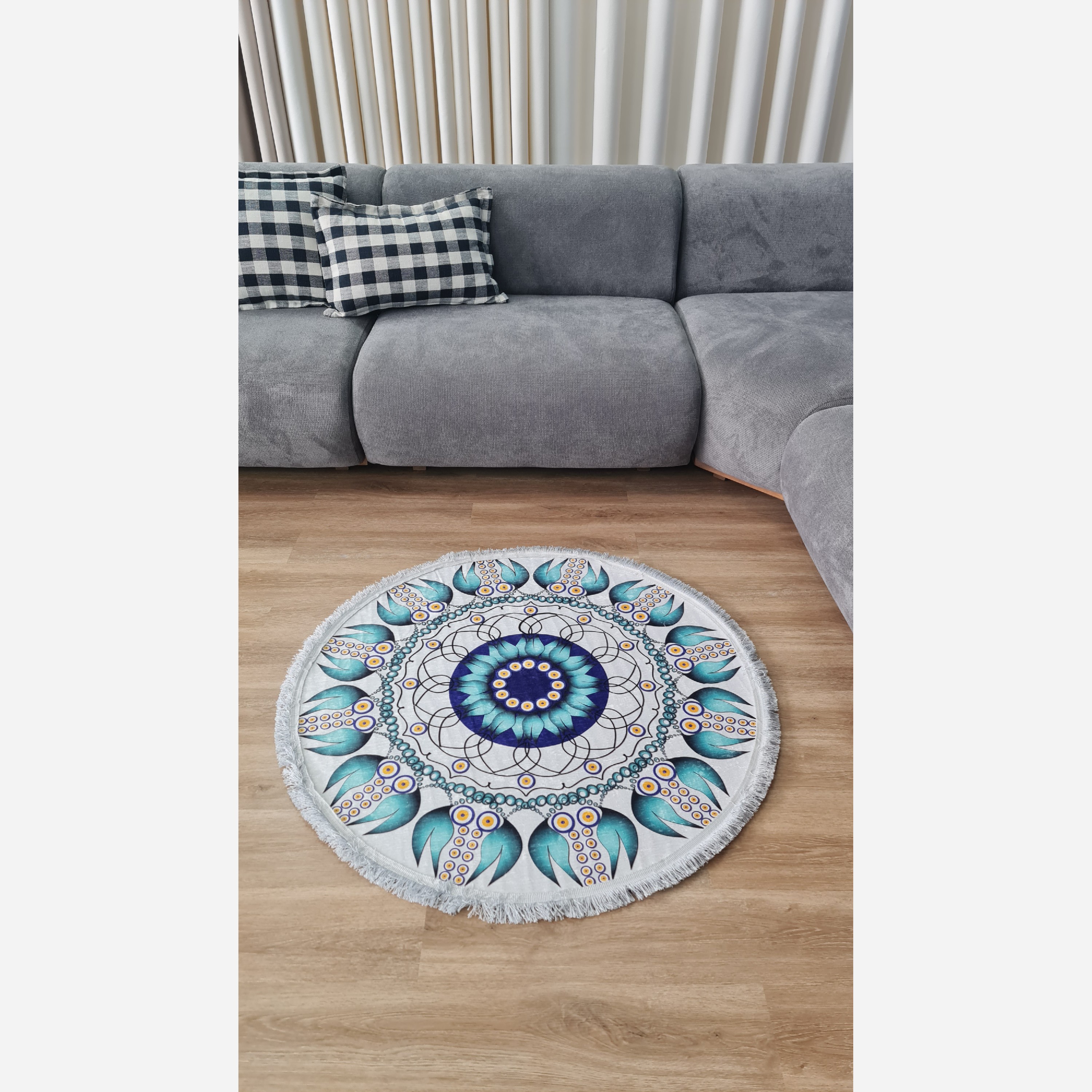 فرش مدرن دایره ای با رویه مخمل هازان d135 (پس کرایه)