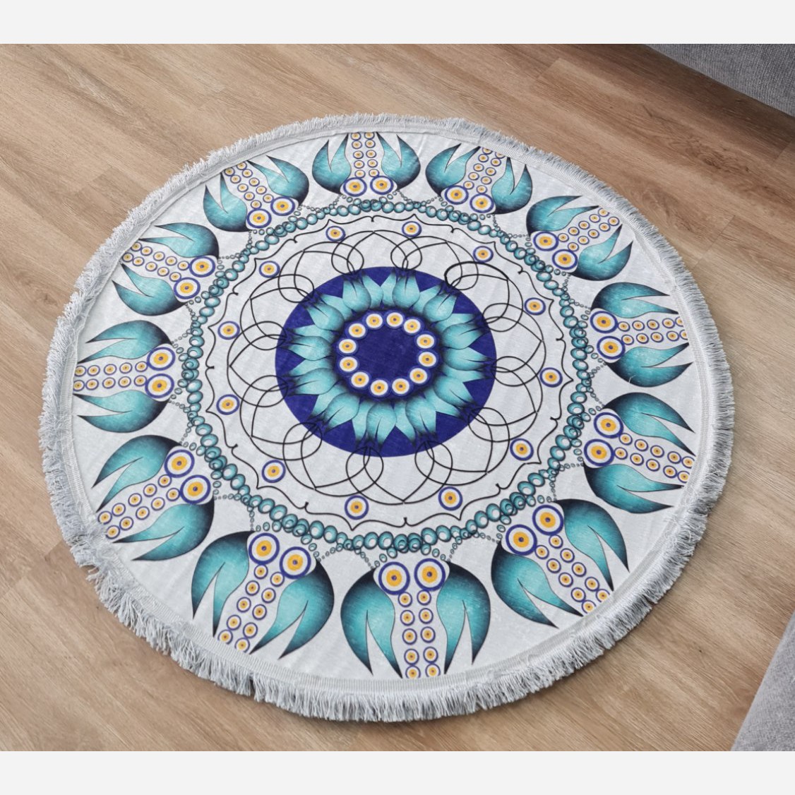 فرش مدرن دایره ای با رویه مخمل هازان d135 (پس کرایه)