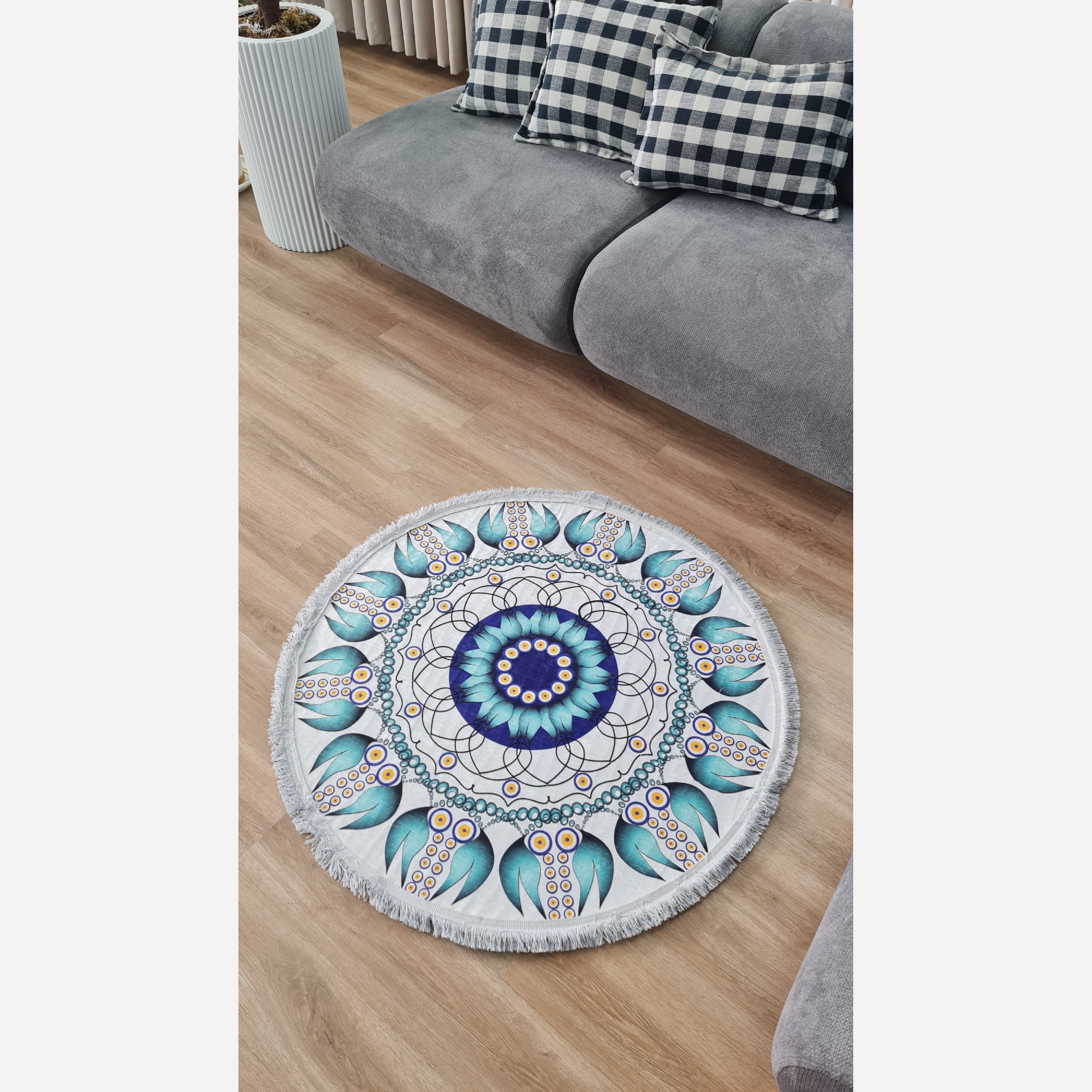 فرش مدرن دایره ای با رویه مخمل هازان d135 (پس کرایه)