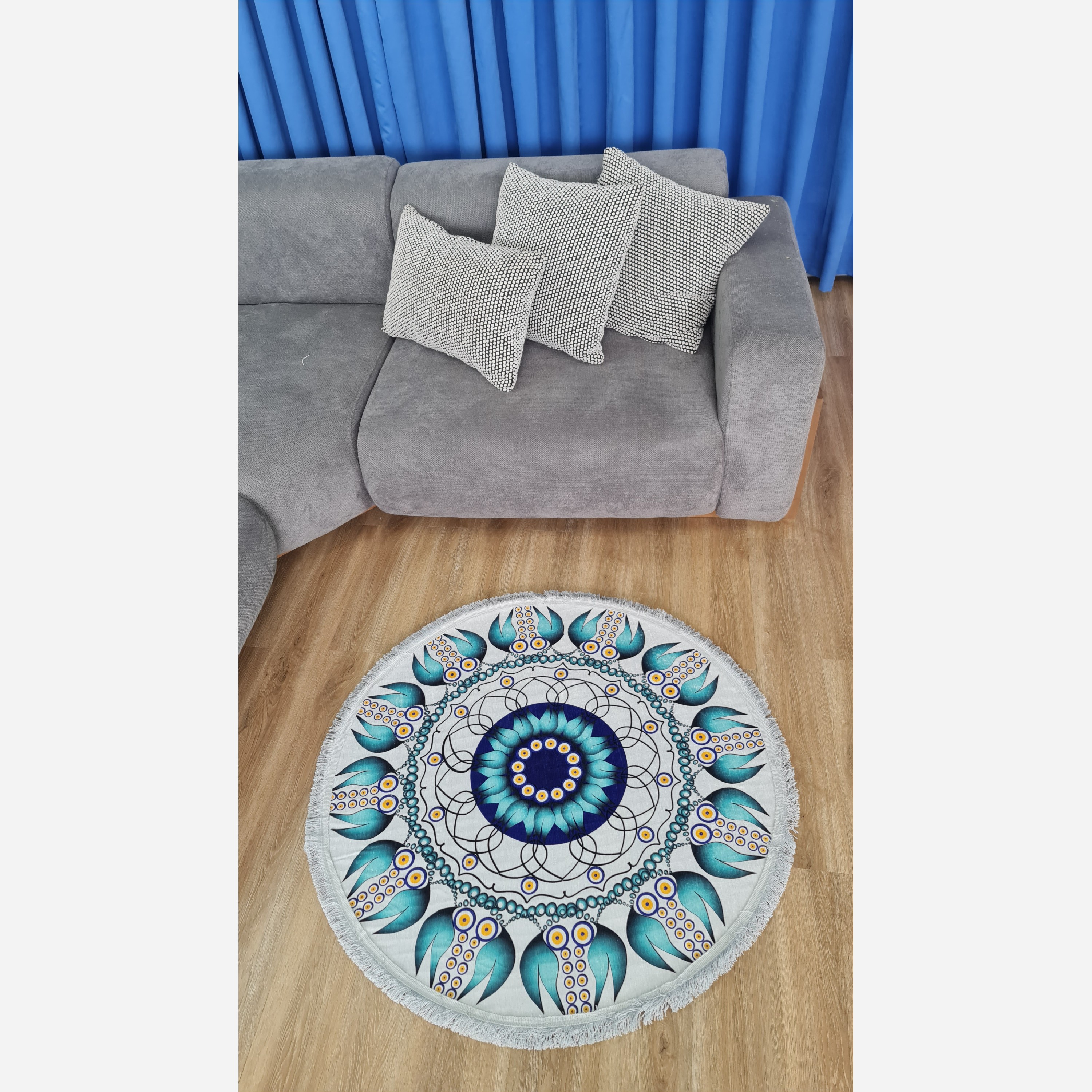 فرش مدرن دایره ای با رویه مخمل هازان d135 (پس کرایه)