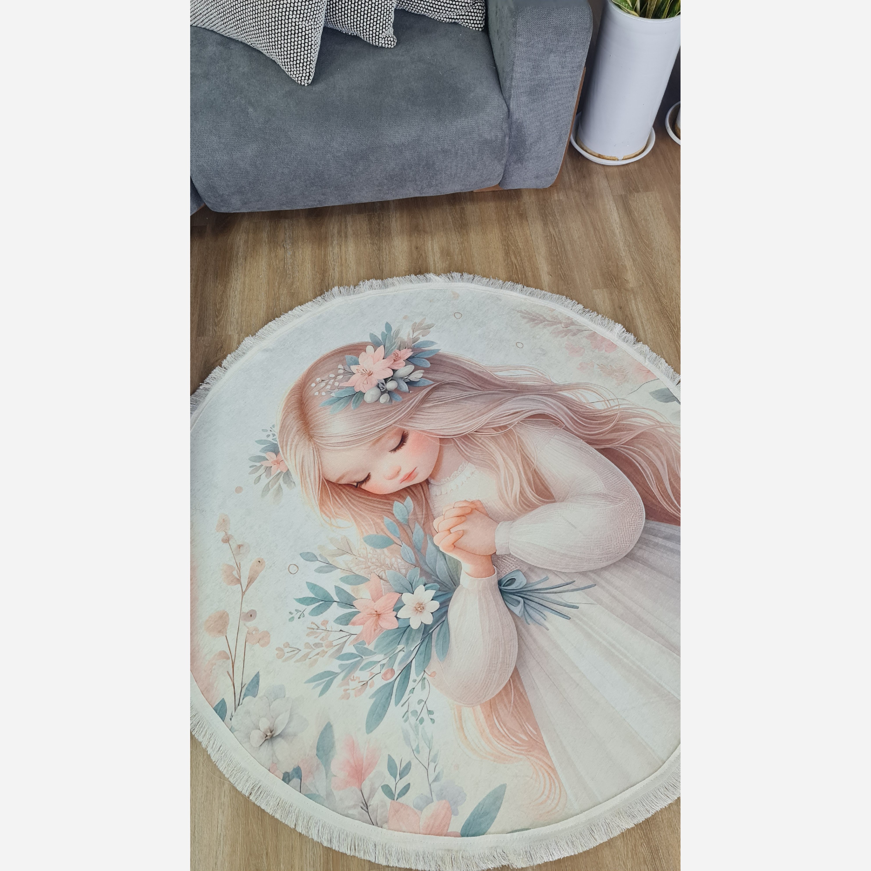 فرشینه مدرن دایره ای استُپ دار (اصلا لیز نمیخوره) رویه مخمل (پس کرایه)