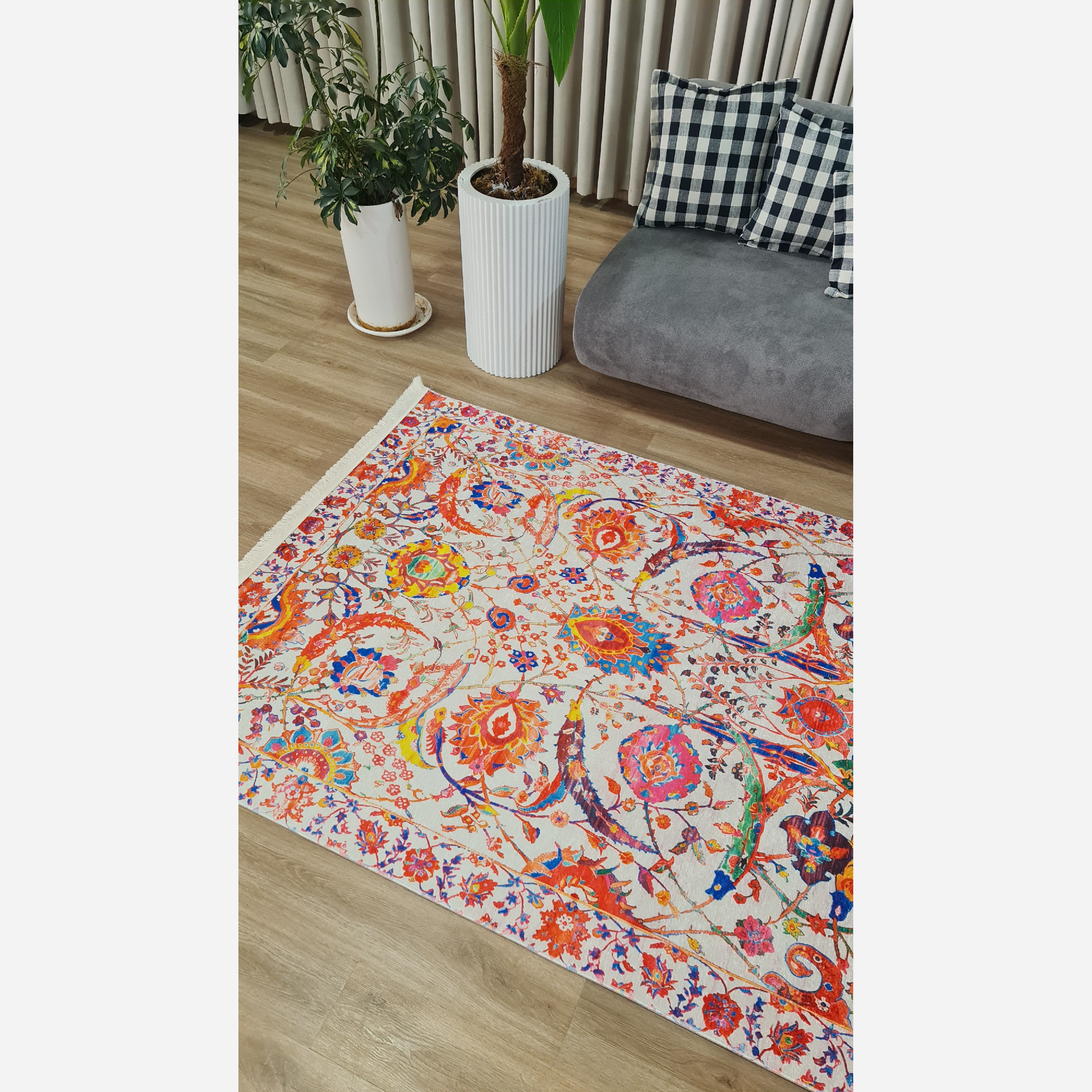 فرش مدرن مخمل هازان ترک استُپ دار ( ضد لغزش )a093 (پس کرایه)