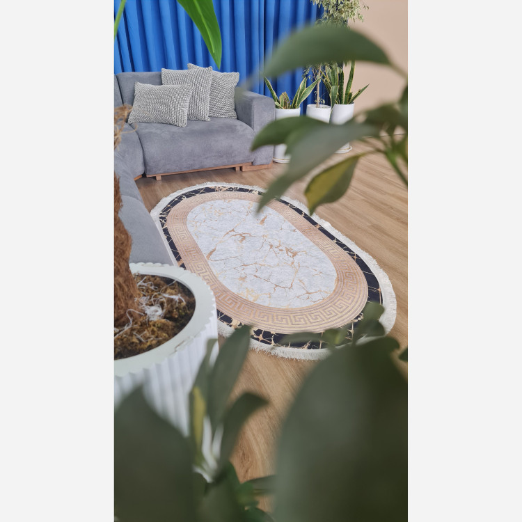 فرشینه بیضی مدرن طرح جدید جنس رویه مخمل هازان ترک (پس کرایه)