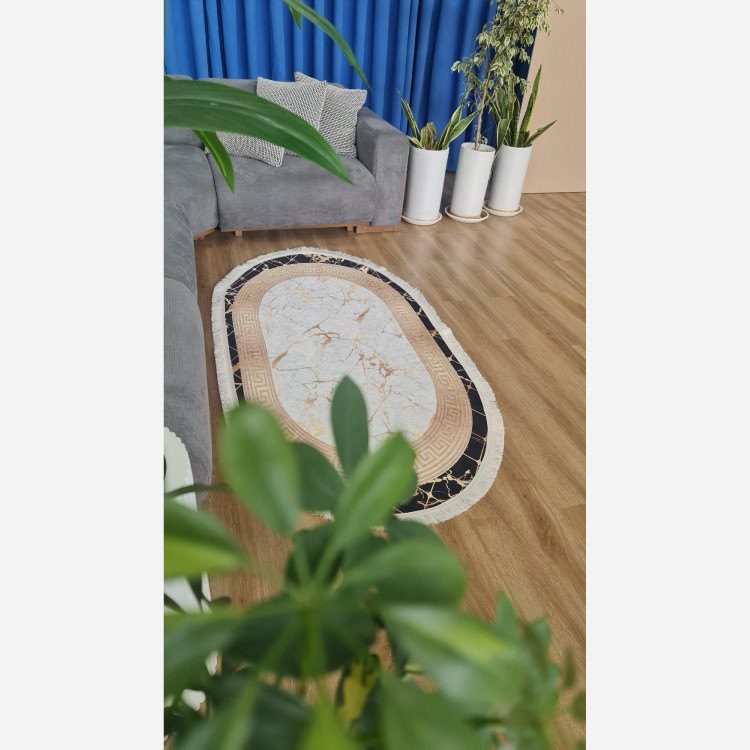 فرشینه بیضی مدرن طرح جدید جنس رویه مخمل هازان ترک (پس کرایه)
