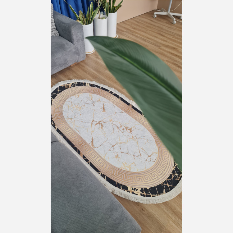 فرشینه بیضی مدرن طرح جدید جنس رویه مخمل هازان ترک (پس کرایه)