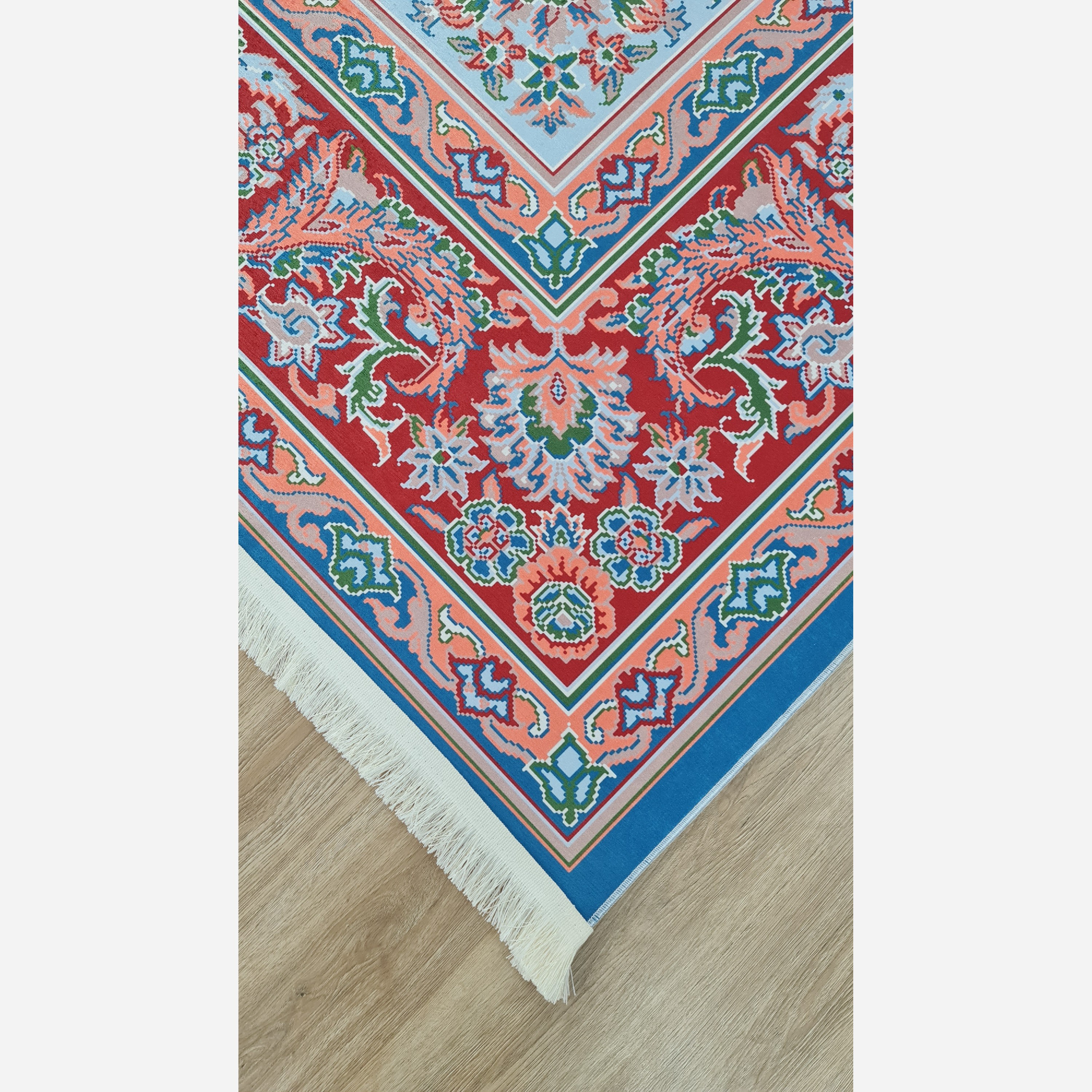 فرشینه مستطیل طرح جدید جنس رویه مخمل هازان ترک کد 20250426 (پس کرایه)