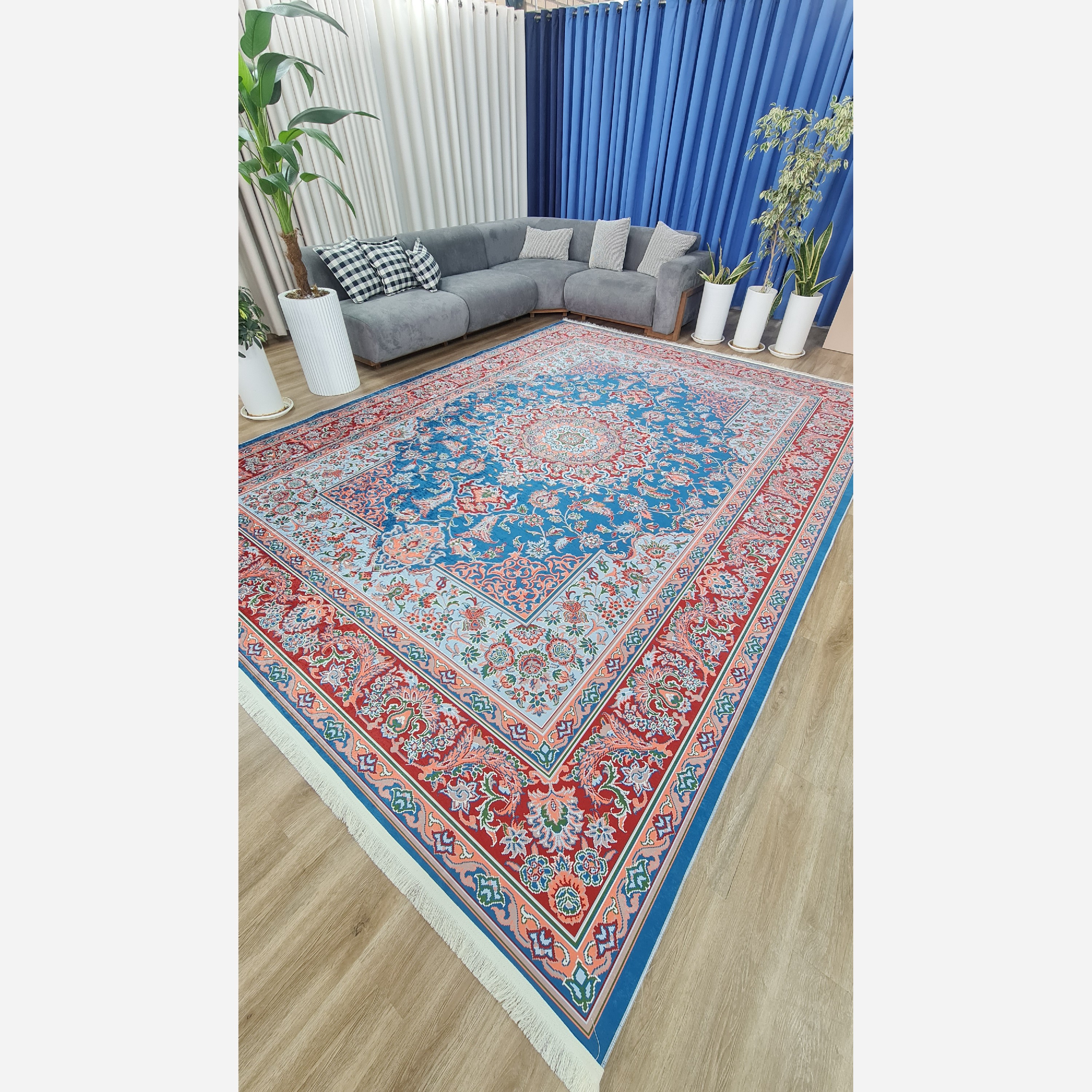 فرشینه مستطیل طرح جدید جنس رویه مخمل هازان ترک کد 20250426 (پس کرایه)