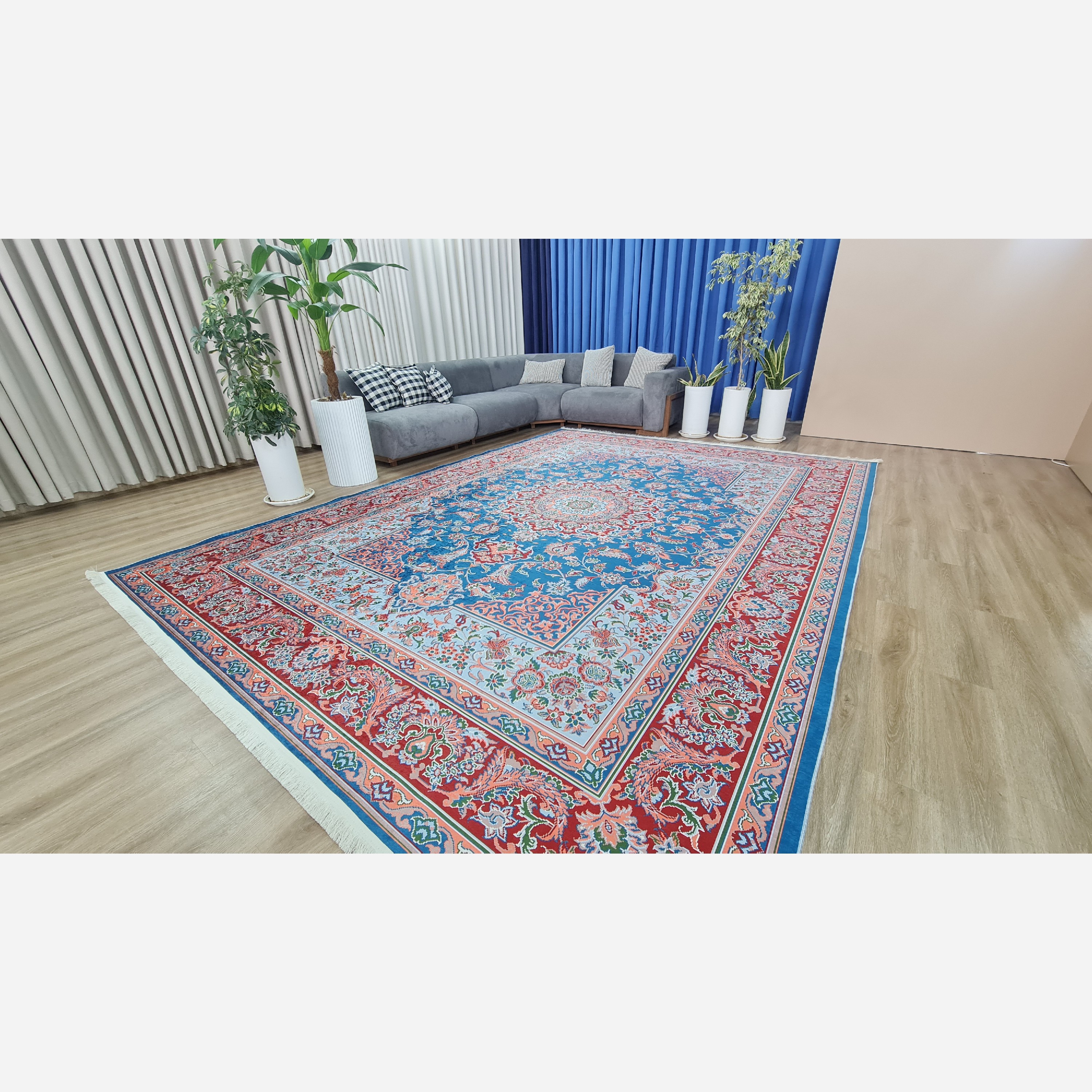 فرشینه مستطیل طرح جدید جنس رویه مخمل هازان ترک کد 20250426 (پس کرایه)