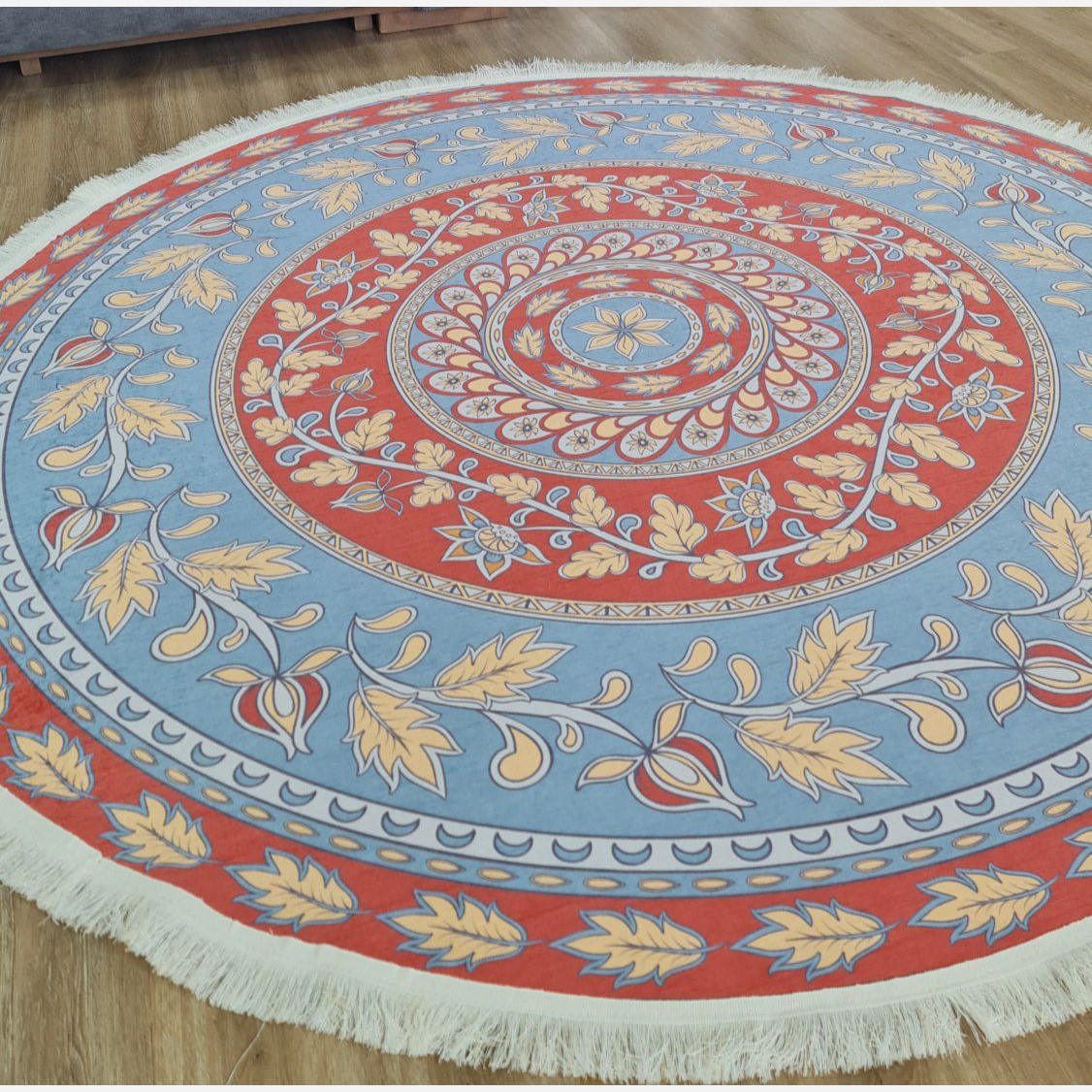 فرشینه مدرن دایره ای رویه مخمل هازان ترک d160 (پس کرایه)