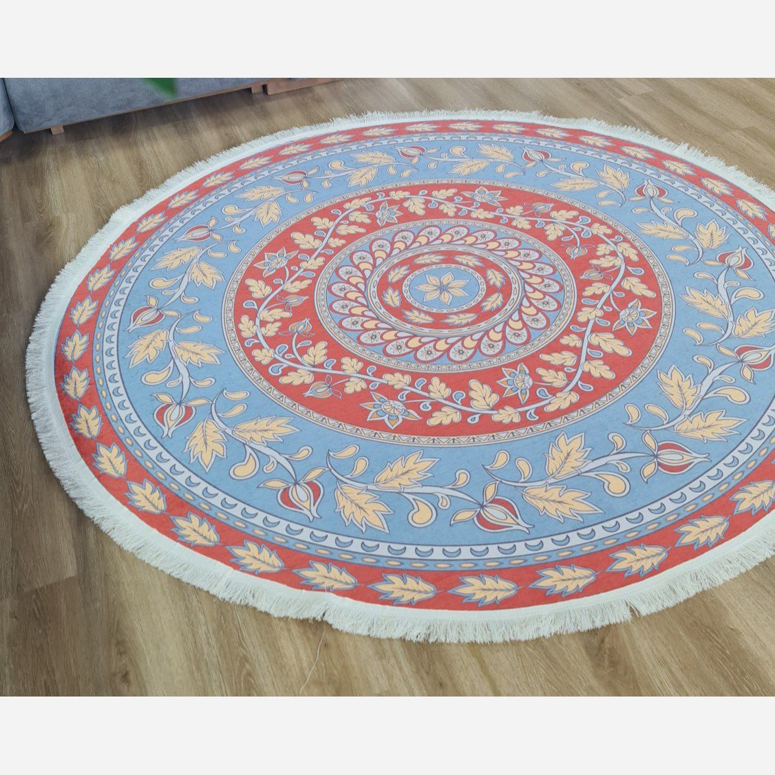 فرشینه مدرن دایره ای رویه مخمل هازان ترک d160 (پس کرایه)