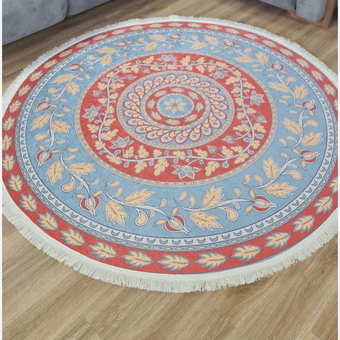 فرشینه مدرن دایره ای رویه مخمل هازان ترک d160 (پس کرایه)
