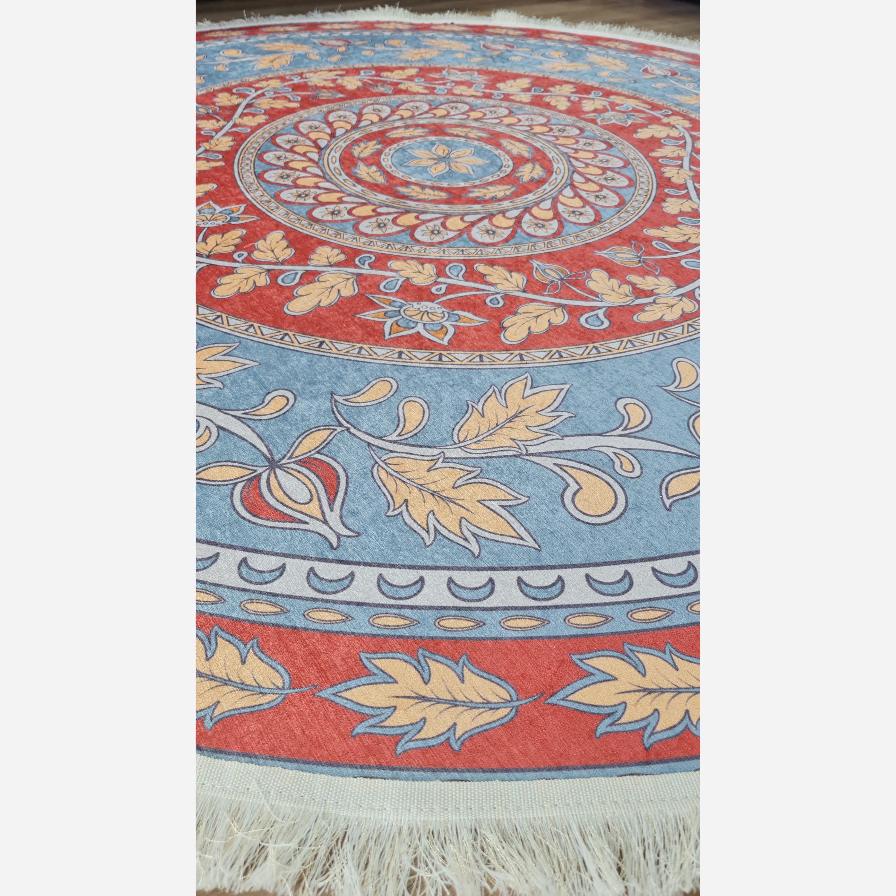 فرشینه مدرن دایره ای رویه مخمل هازان ترک d160 (پس کرایه)