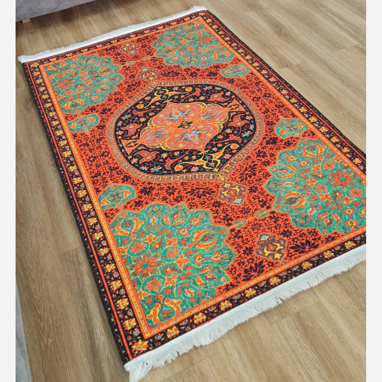فرشینه مخمل طرح ابریشمی زیره استُپ دار a079 (پس کرایه)