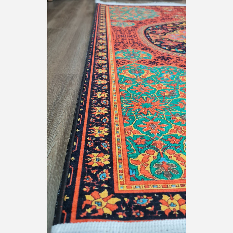 فرشینه مخمل طرح ابریشمی زیره استُپ دار a079 (پس کرایه)