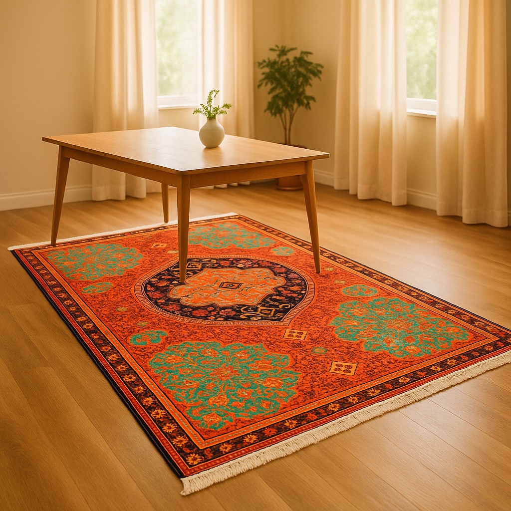 فرشینه مخمل طرح ابریشمی زیره استُپ دار a079 (پس کرایه)