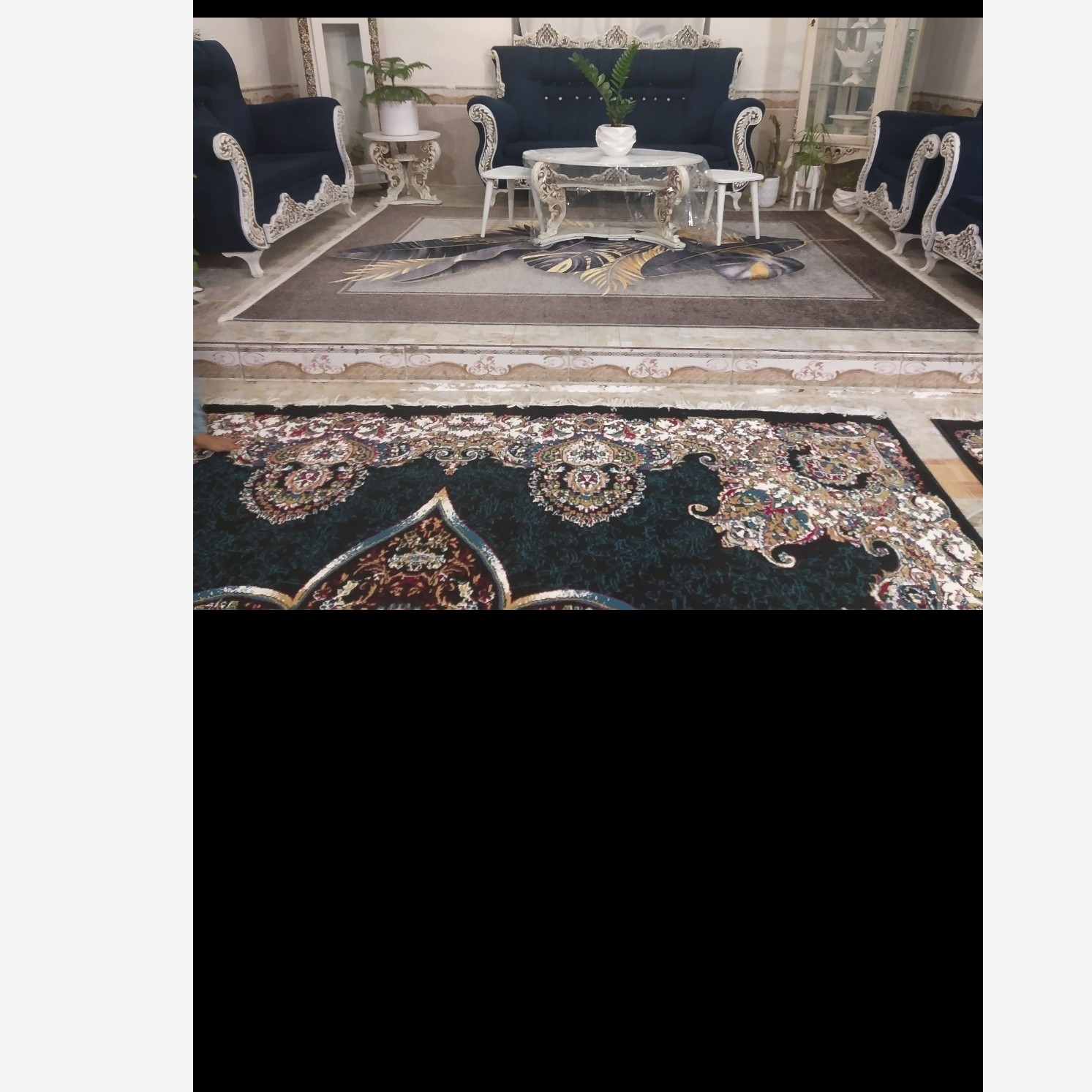 فرشینه مخمل مدرن طرح پَر زیره کار استُپ دار h321 (پس کرایه)