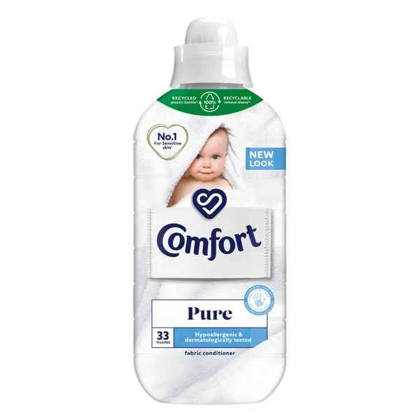 نرم کننده لباس کامفورت Comfort مدل Pure مناسب پوستهای حساس مناسب برای 33 بار شستشو حجم 990 میل