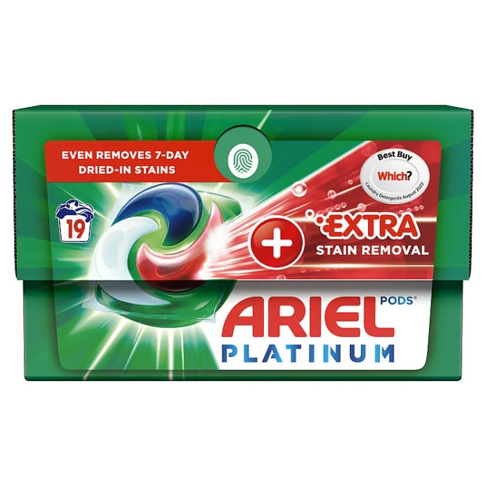 قرص ماشین لباسشویی ایتالیایی آریل Ariel Platinum Washing مناسب انواع لباس ها بسته 19 عددی