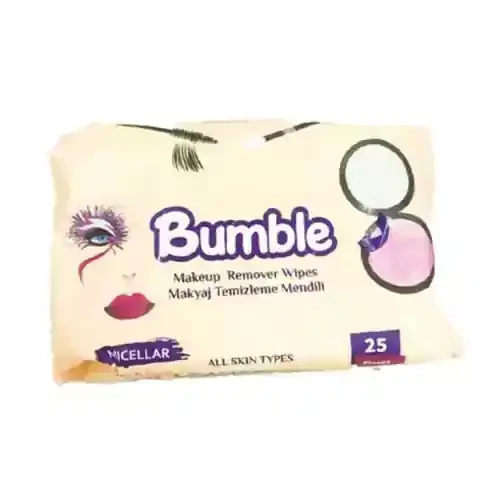 دستمال مرطوب پاککننده آرایش میسلار بامبل Bumble بسته 25 عددی