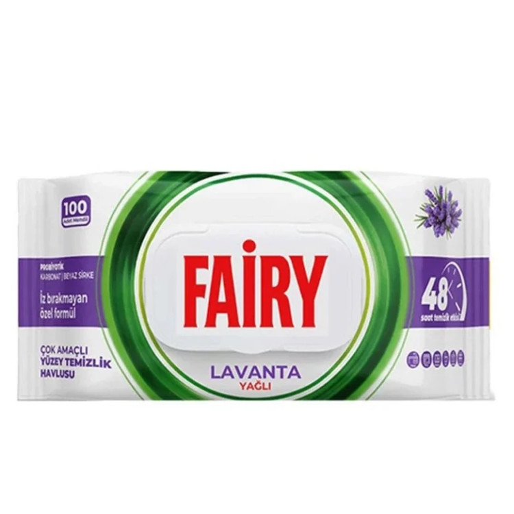دستمال سطوح چند منظوره فیری Fairy رایحه لوندر بسته 100 عددی