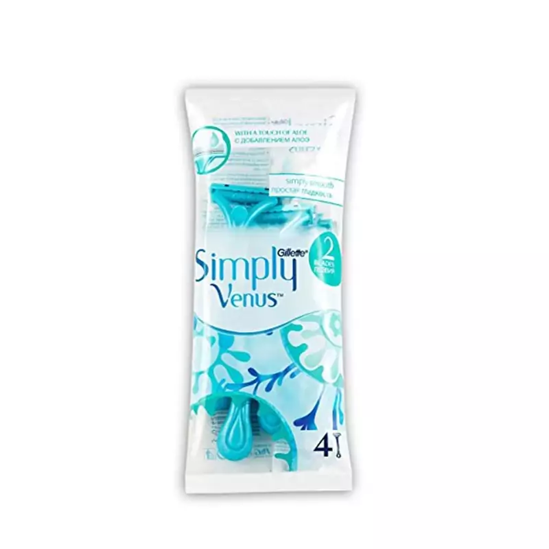 خودتراش زنانه 2 تیغه ژیلت مدل simply venus بسته 4 عددی