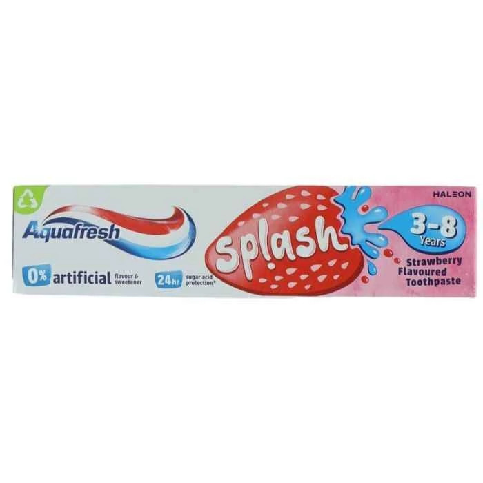 خمیر دندان کودک آکوافرش مدل Splash با طعم توت فرنگی حجم 50 میل