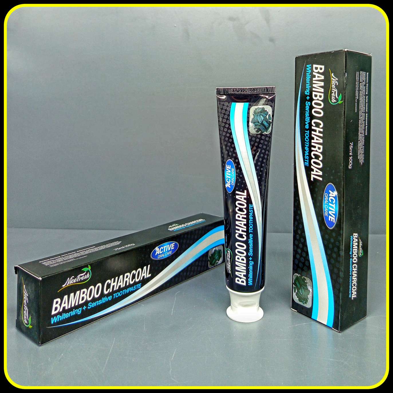 خمیر دندان زغالی بامبو نیسفِرش مدل Bamboo Charcoal Whitening + Sensitive Toothpaste 75ml