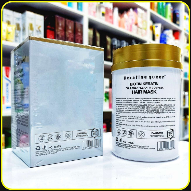 ماسک مو بیوتین کراتین Keratine Queen حجم 1000 میلیلیتر | Biotin Keratin Hair Mask