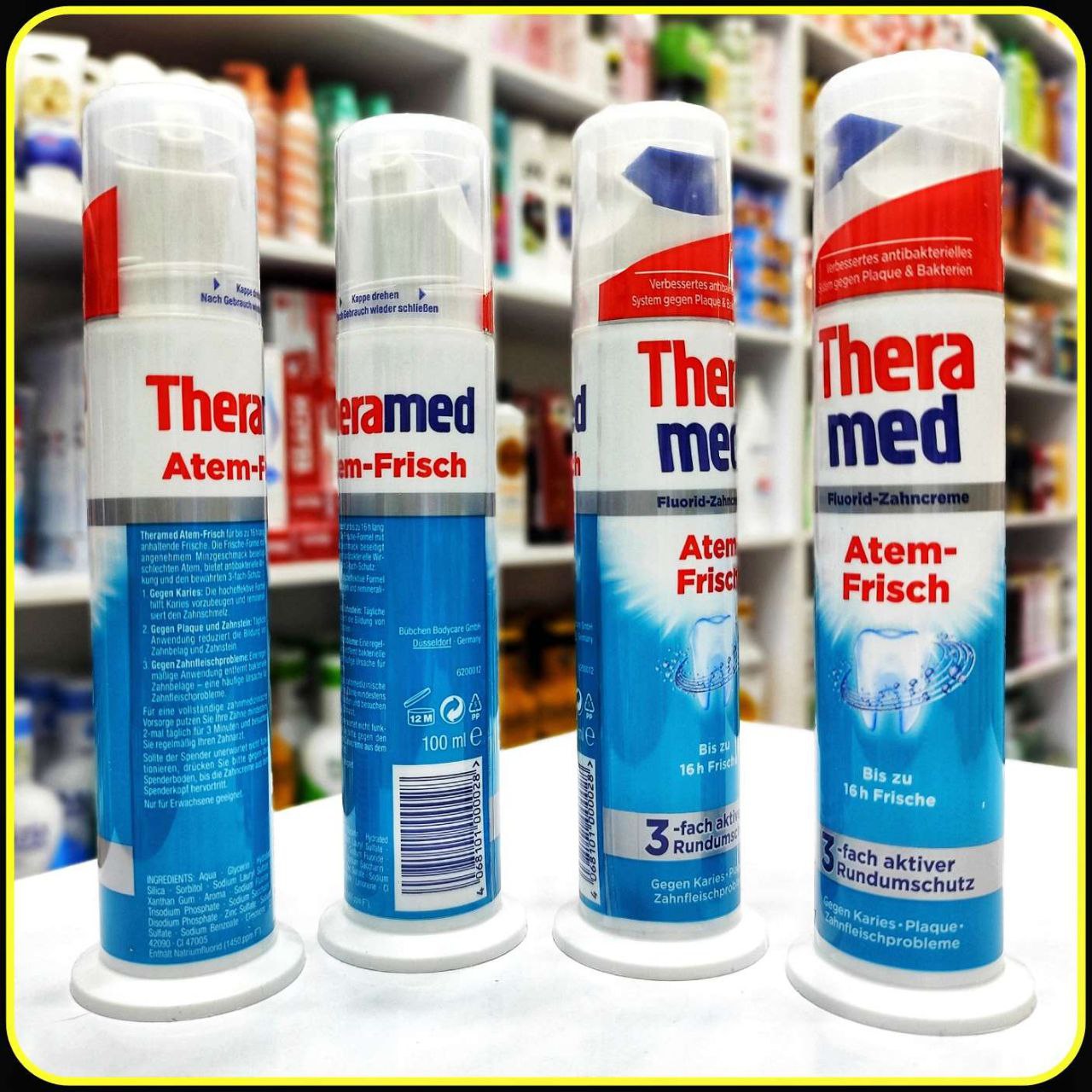 خمیر دندان تازهکننده نفس TheraMed Atem-Frisch با فلوراید – حجم 100 میلیلیتر