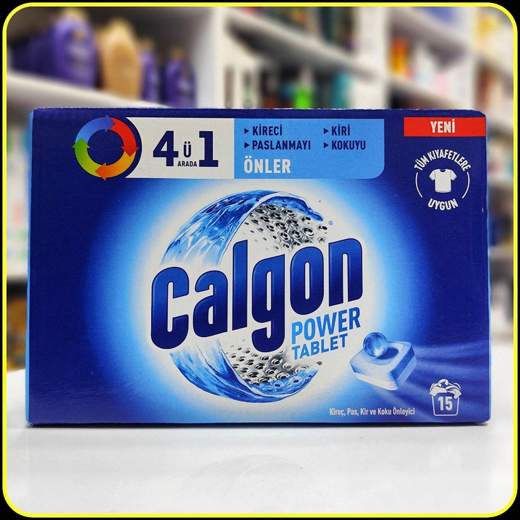 قرص جرمگیر ماشین لباسشویی کالگون 4 در 1 Calgon Power Tablet بسته 15 عددی 195 گرمی
