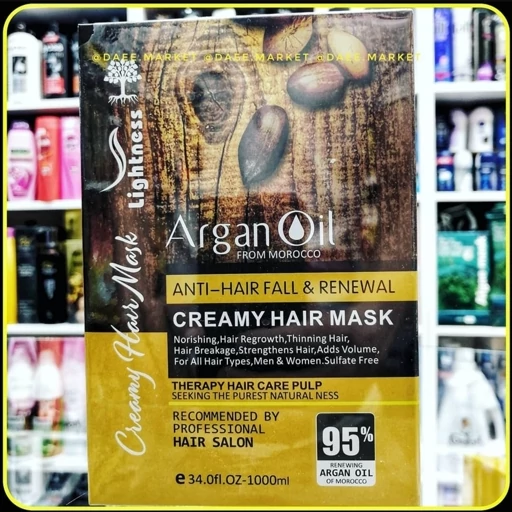 ماسک مو آرگان ضد ریزش لایتنس ترمیمکننده 1000 میلیلیتر | Lightness Argan Oil Anti-Hair Fall & Renewal Creamy Hair Mask