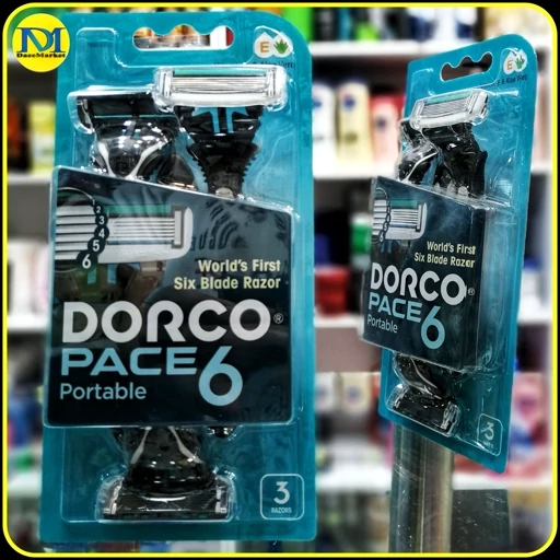 خودتراش دورکو پیس 6 پرتابل | Dorco Pace 6 Portable شش تیغه با بسته 3 عددی