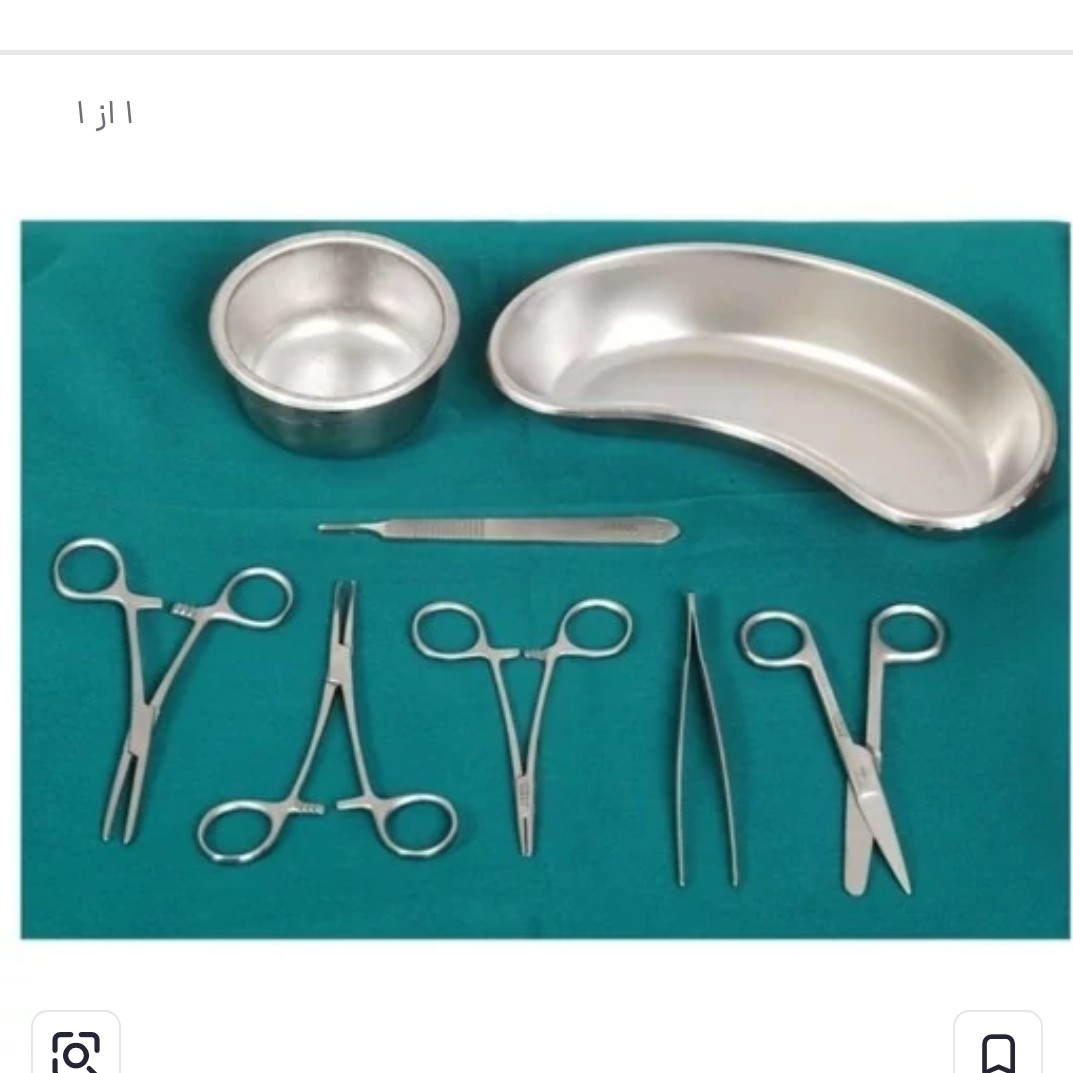 ست بخیه استیل جراحی 8 قطعه مجموعه 5 عددی عمده