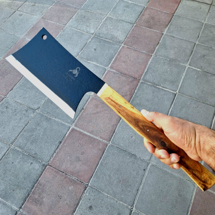ساطور استخوان شکن قصابی و طبیعتگردی دسته بلند مدل تبری