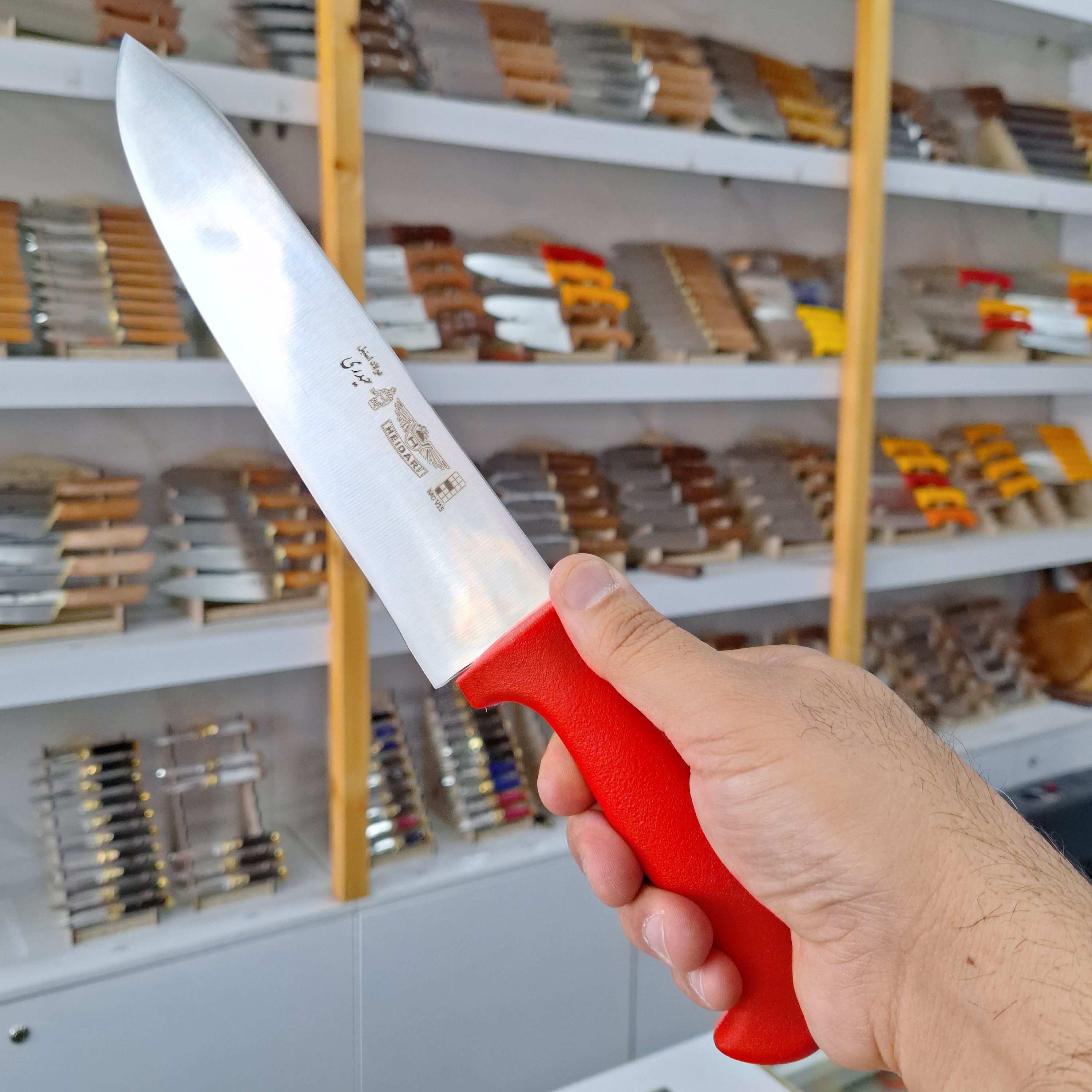 چاقو زنجان چاقوی زنجان چاقو فولاد استیل ضدزنگ زنجان چاقو اشپزخانه حیدری برند اصلی حیدری طول کل 34 سانت طول تیغه 21 سانت
