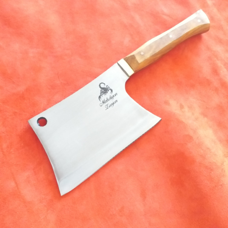 ساطور قصابی ضربه زن استاد مهدیون فولاد فنر 35 سانت مخصوص ضربه زدن و خرد کردن استخوان و شقه کردن لاشه گوسفندی و گاوی