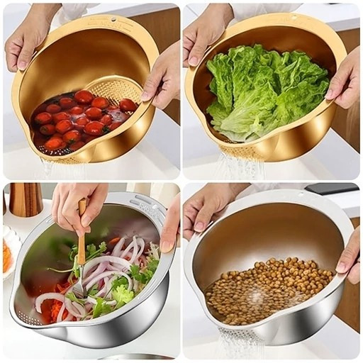 لگن (برنج شوی) آبکش دار استیل خارجی (چینی)