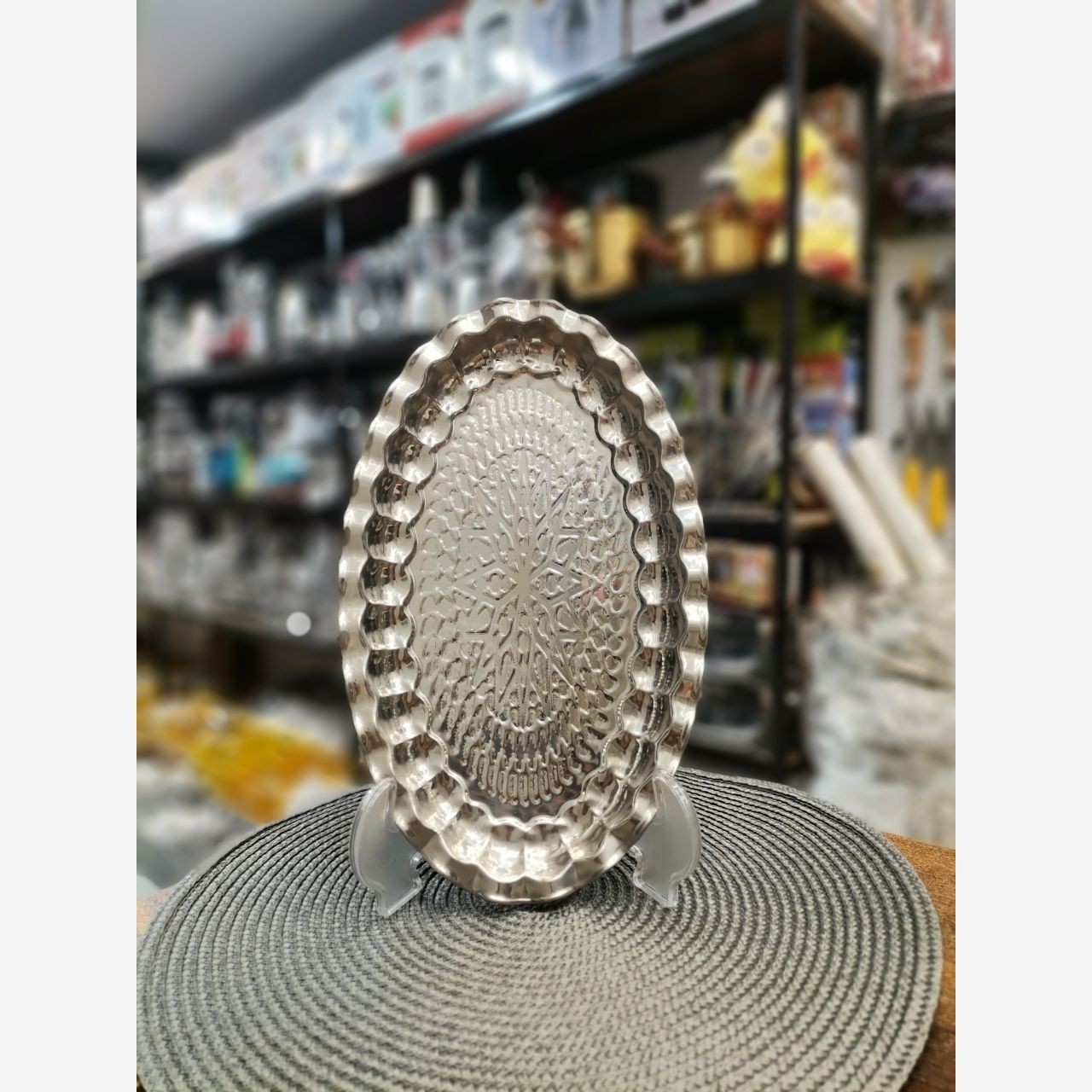دیس استیل بیضی لب کنگره ای (31در 19سانتی متر )
