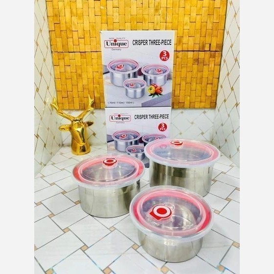 ظرف غذای استیل سه تیکه درب پلاستیکی واشردار استیل خالص اهنربا نگیر ضدزنگ و سیاه شدن بدون ریختن مایعات