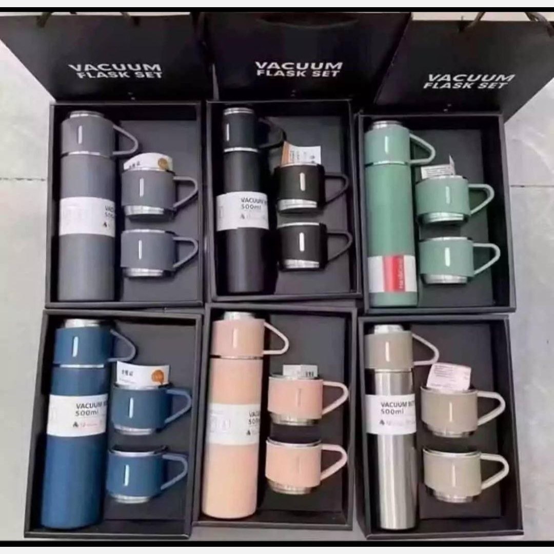 فلاسک سه لیوانه جعبه کادویی استیل 304