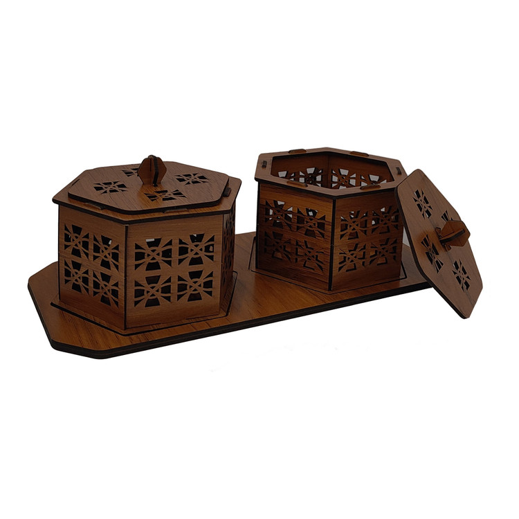 شکلات خوری چوبی عمده بسته 2 عددی به همراه سینی بسته 30 عددی
