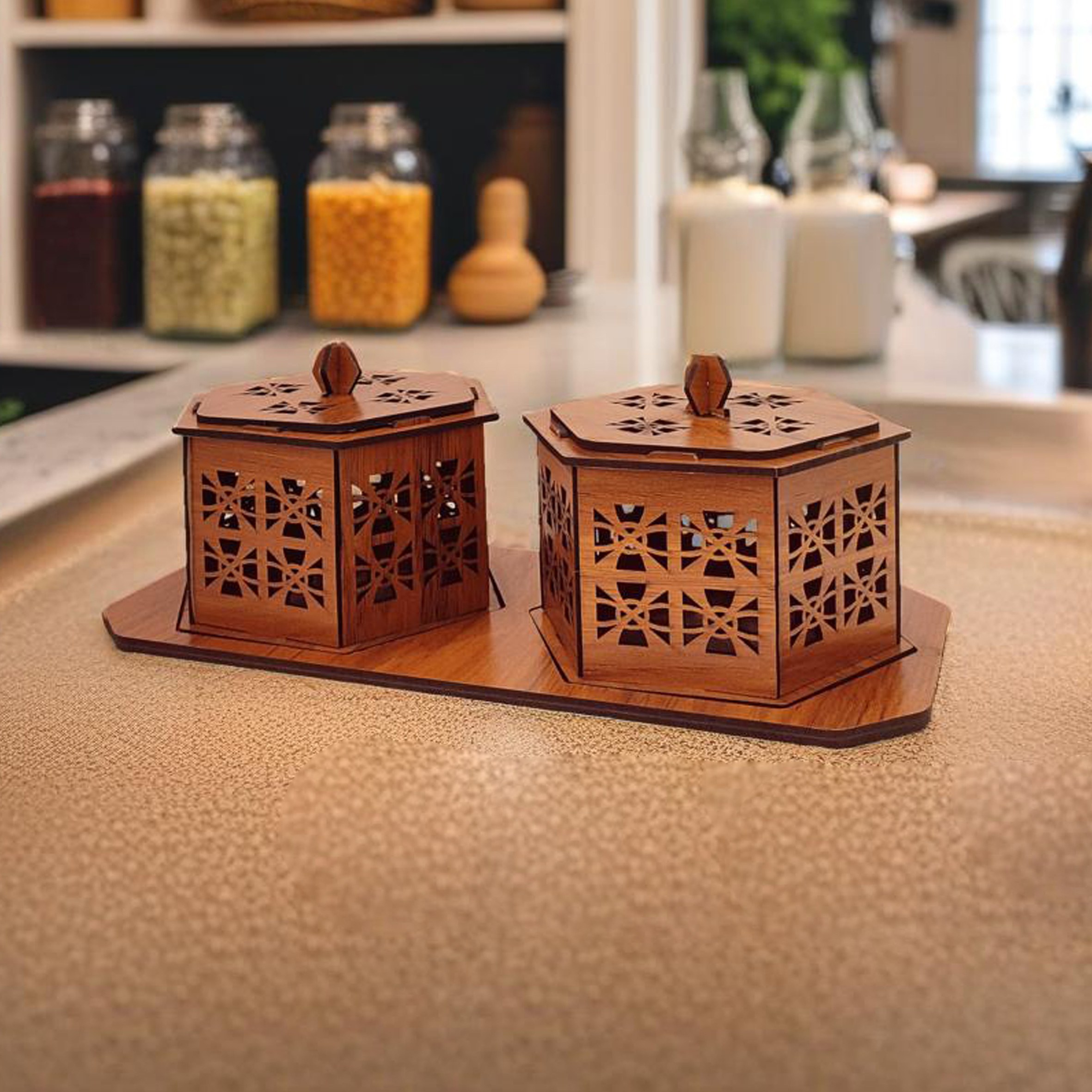 شکلات خوری چوبی عمده بسته 2 عددی به همراه سینی بسته 30 عددی